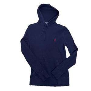 Polo Ralph Lauren Hoodie Mens M Red Pony Thermal Waffle Knit Preppy Pullover